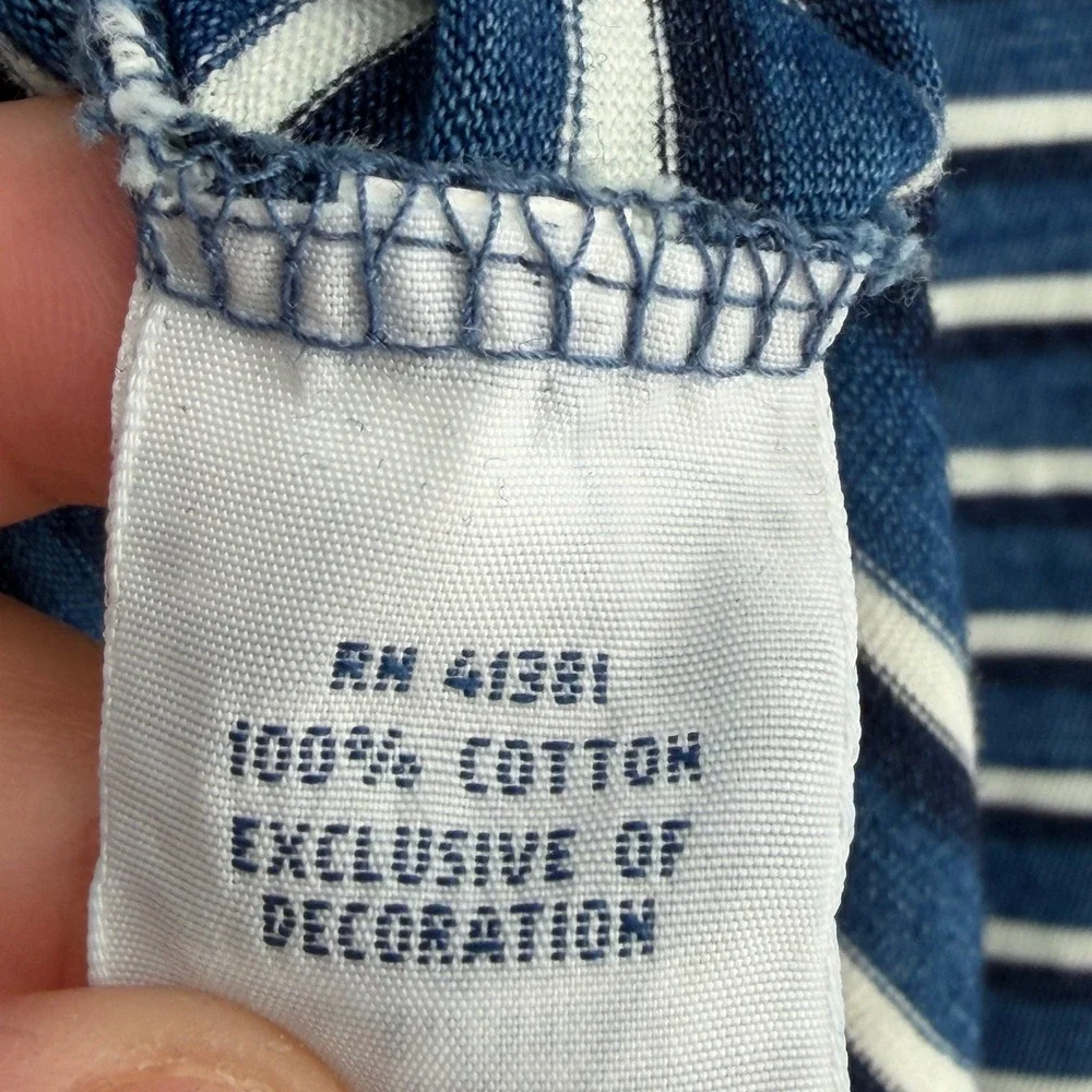 NWOT Polo Ralph Lauren Men XL Blue White Striped Cotton Jersey Pocket Polo Shirt
